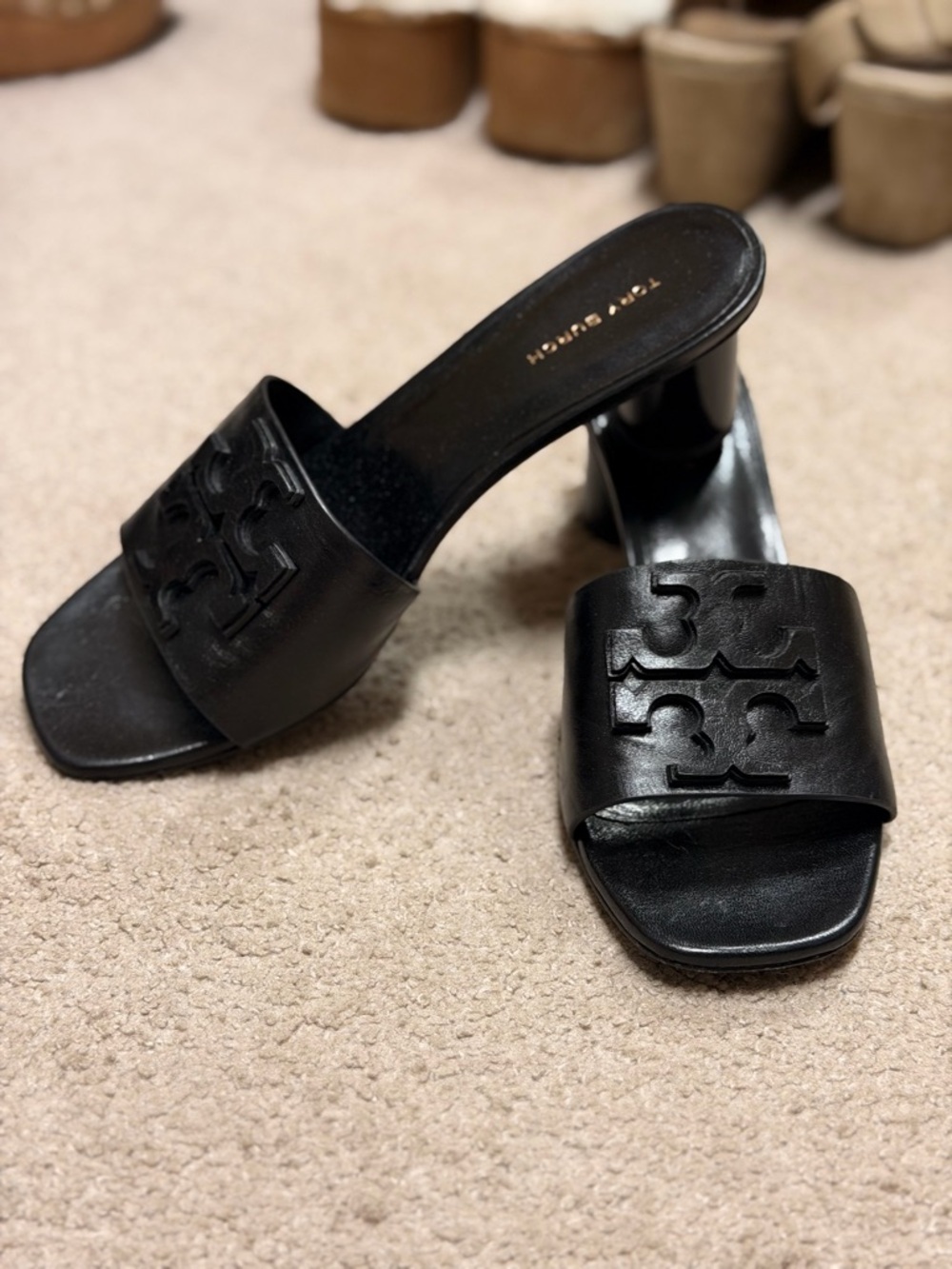 Tory Burch Ines Heeled Mule in Black Leather - Picture 2 of 6